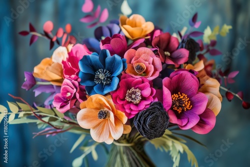 Wallpaper Mural Vibrant Paper Flower Bouquet Colorful Artistic Display Torontodigital.ca