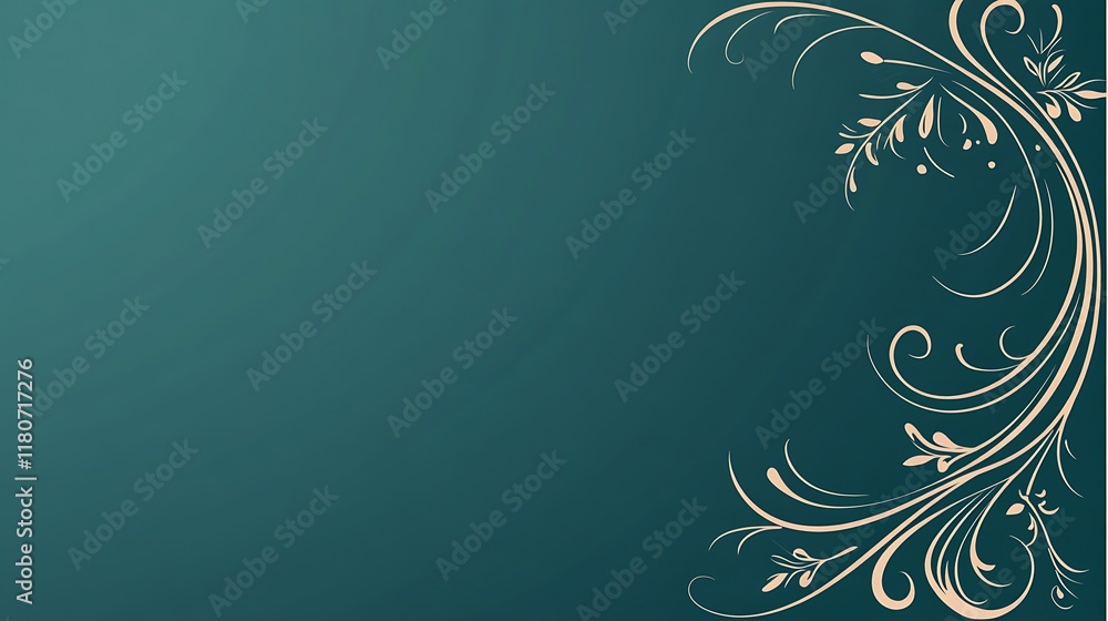 Teal Background with Elegant Floral Design Teal Background with Elegant Floral Design
