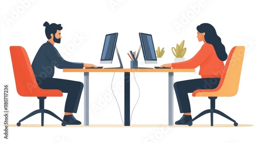 Happy work of men and women, win-win cooperation, disputes over work