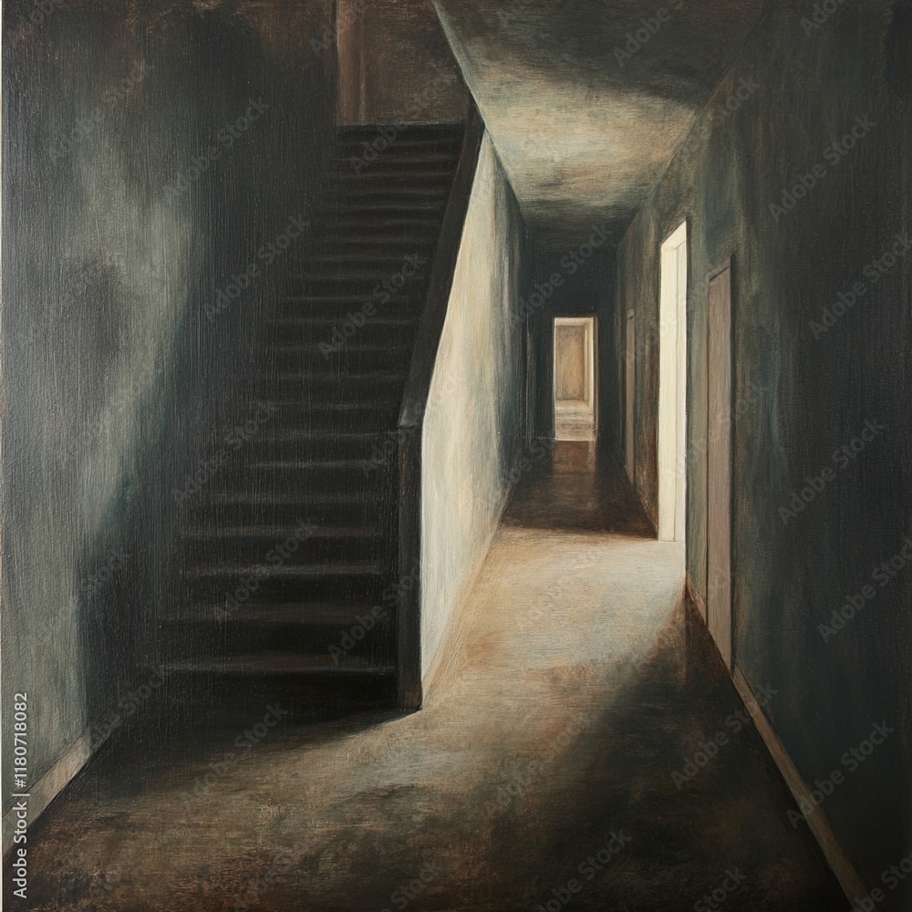 Mysterious Hallway: A Dark and Serene Architectural Study Mysterious Hallway: A Dark and Serene Architectural Study