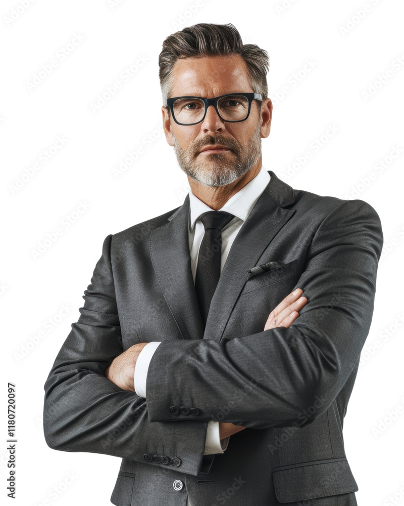 Professional man in a pinstripe suit with glasses isolated on transparent background Professional man in a pinstripe suit with glasses isolated on transparent background