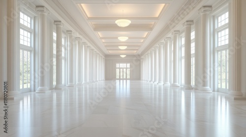 Wallpaper Mural A large, empty room with white pillars and a white ceiling Torontodigital.ca