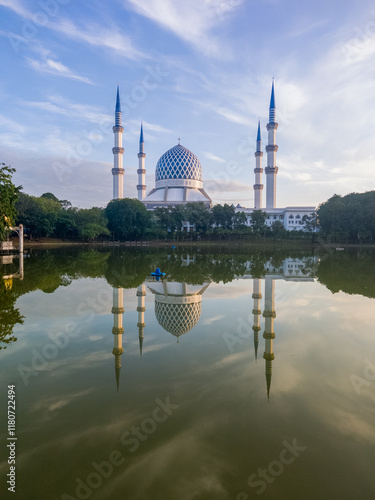 The Beautiful Sultan Salahuddin Abdul Aziz Shah Mosque (also known as the Blue Mosque), Shah Alam. photo