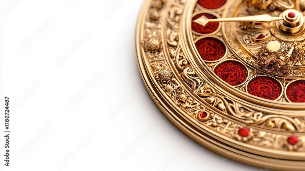 Ornate Antique Clock with Intricate Design and Red Enamel Accents Ornate Antique Clock with Intricate Design and Red Enamel Accents