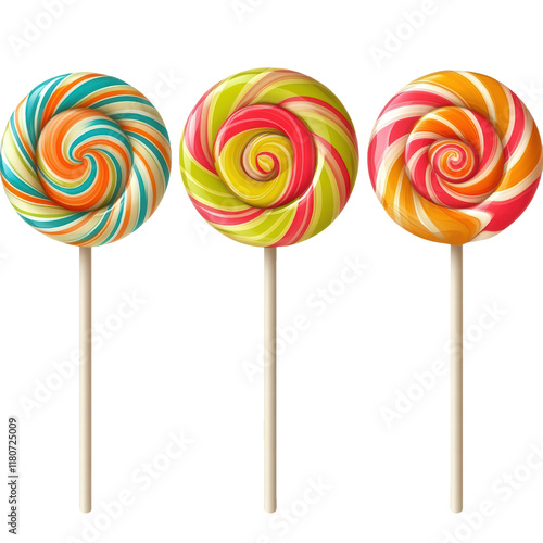 Wallpaper Mural Collection set of colorful swirl lollipops isolated on transparent background, PNG Torontodigital.ca