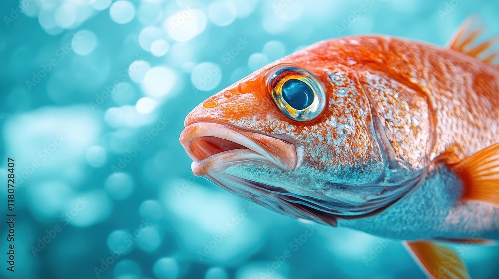 A fish with a blue and orange body and a blue and orange tail