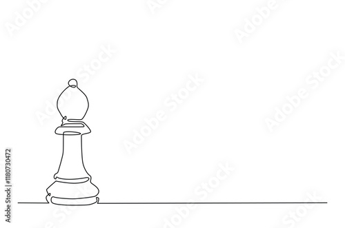 Chess horse knight, chess piece in continuous one line drawing. Single line art illustration of one chess horse. Editable vector.