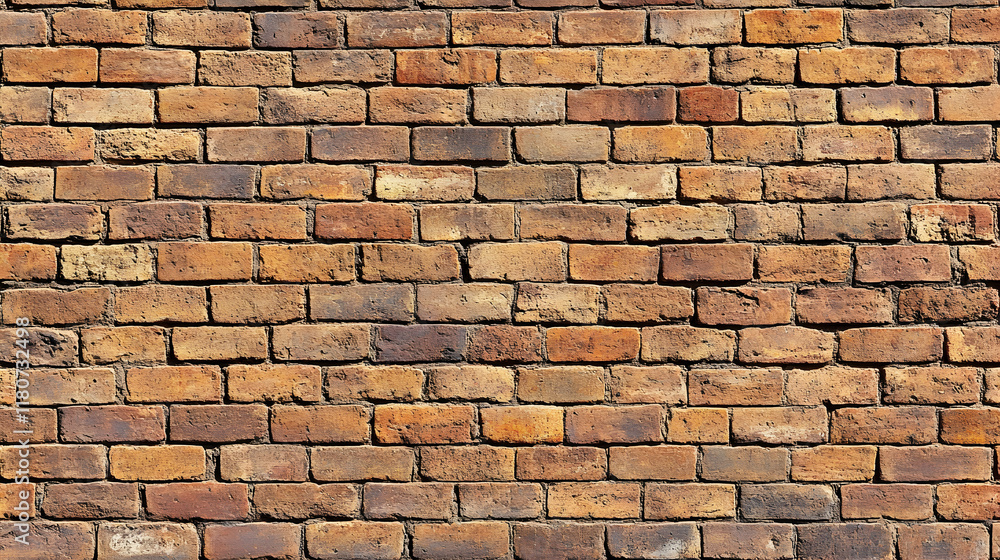Obraz premium Rustic orange brick wall texture, perfect for background or design elements. High-resolution image showcasing the detail and variation in brick color and shape.