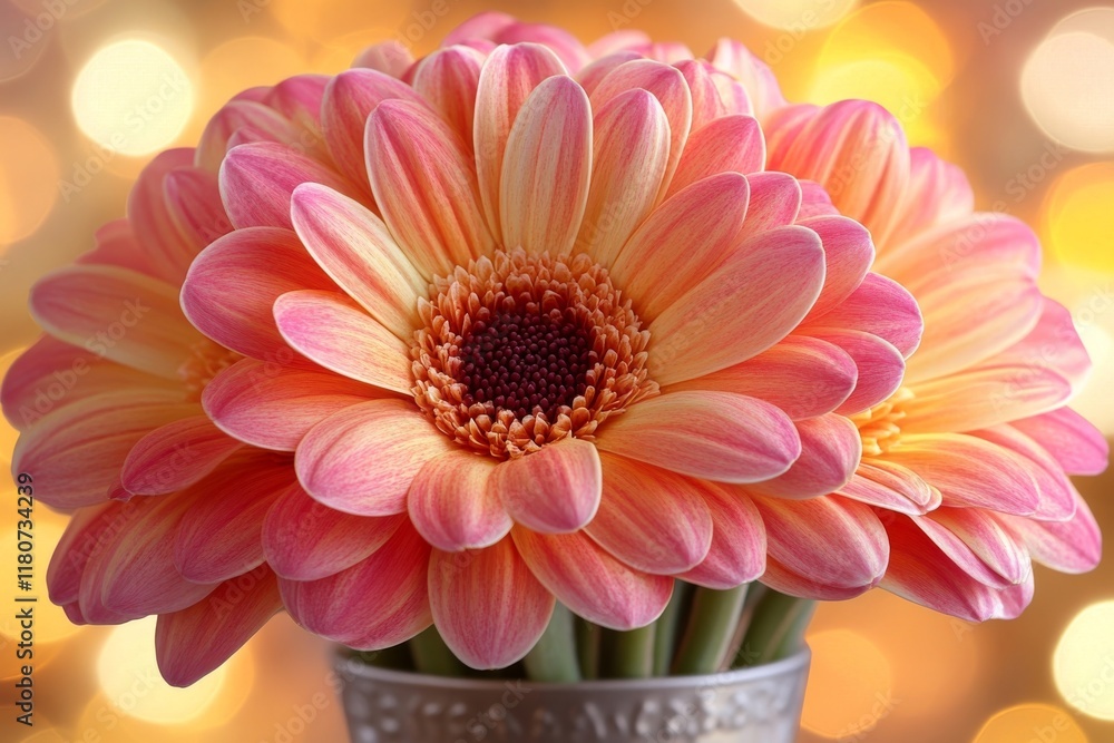 Fototapeta premium Close-up of Peach-Colored Gerbera Daisies in a Vase
