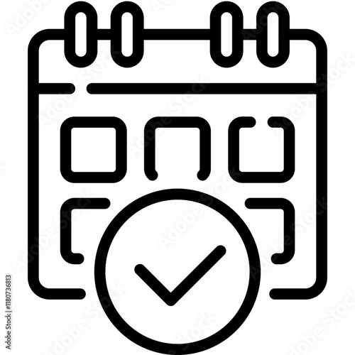 Appointment calendar icon. Daily checklist management, containing date, timetable, day, month, year, weekly schedule, agenda. Editable stroke.