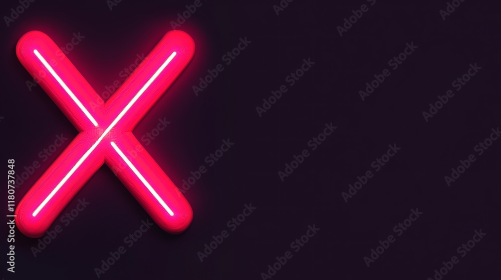 Fototapeta premium Glowing Neon X Symbol on Dark Background