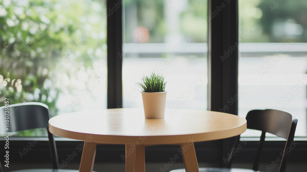 Fototapeta premium Tranquil Cafe Table by the Window 