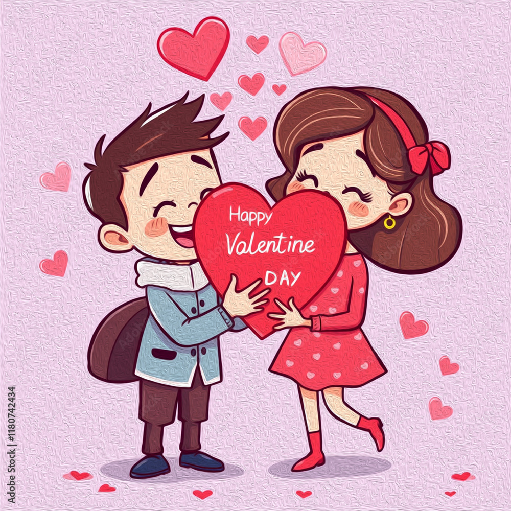 Valentine's Day card design. Illustration with oil paint. Pattern for printing on wall decorations, covers, wallpapers Valentine's Day card design. Illustration with oil paint. Pattern for printing on wall decorations, covers, wallpapers