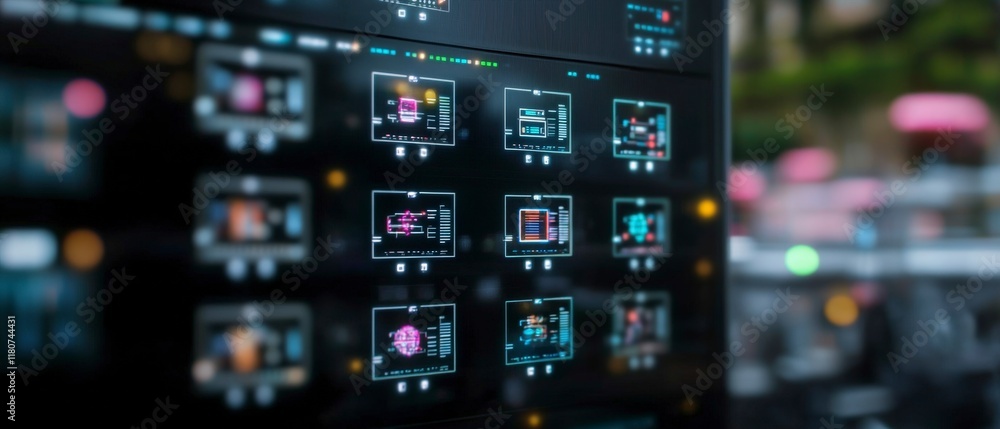 Futuristic Smart Factory Interface Automated Industrial Digital Displays Futuristic Smart Factory Interface Automated Industrial Digital Displays