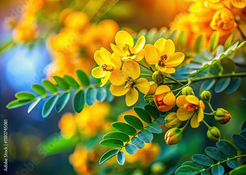 Macro lens captures Cassia's rich texture, highlighting its herbal medicinal properties.