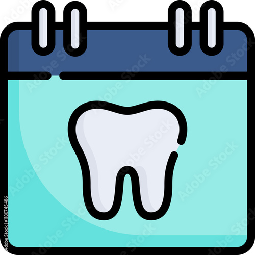 Dental agenda calendar icon. Personal organizer, dentist, appointment agenda. Filled outline icon.