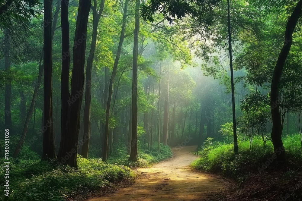 Obraz premium Sunlit Redwood Path