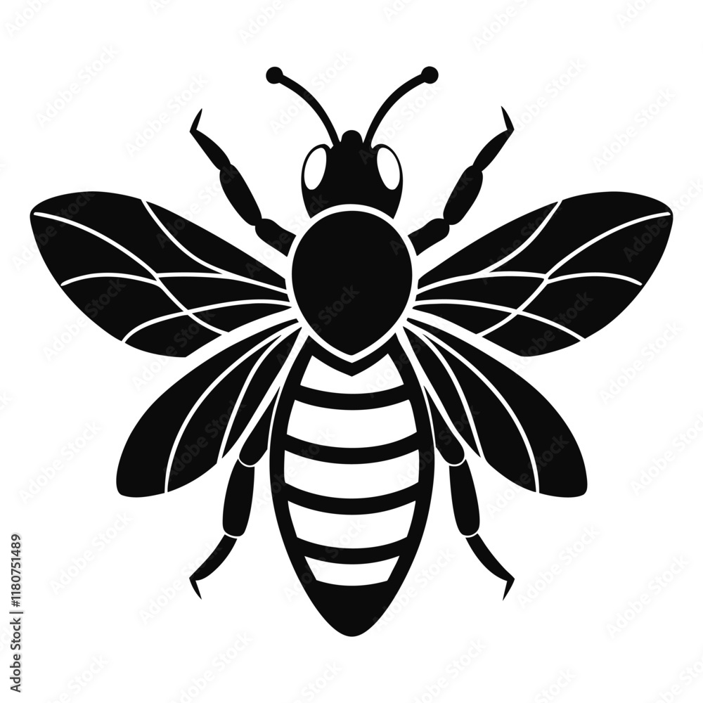 bee silhouette isolated black on white background bee silhouette isolated black on white background