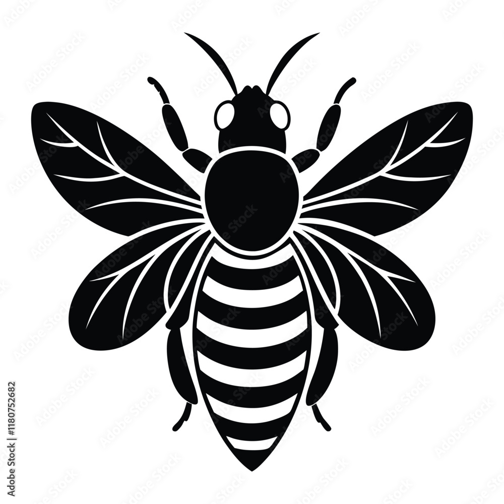 bee silhouette isolated black on white background bee silhouette isolated black on white background