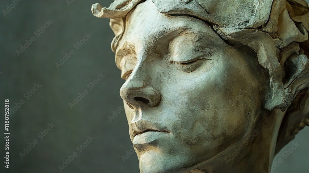 Serene Stone Face: A Close-Up of a Classical Sculpture