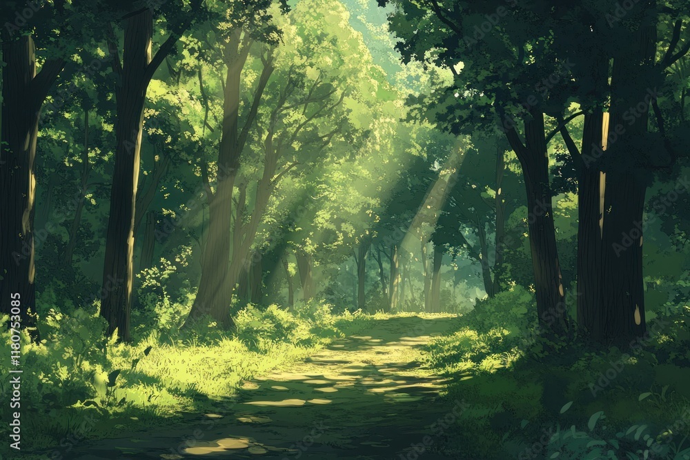 Obraz premium Sunlit Redwood Path