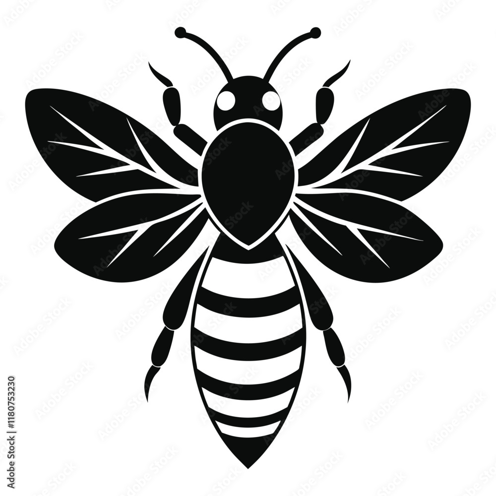 bee silhouette isolated black on white background bee silhouette isolated black on white background