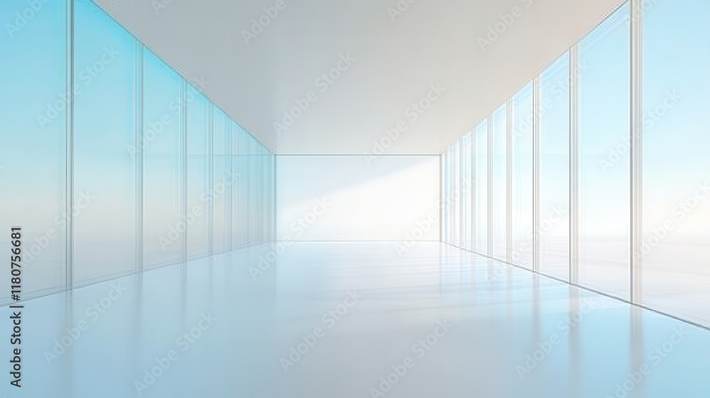 Fototapeta premium A large, empty room with a lot of windows