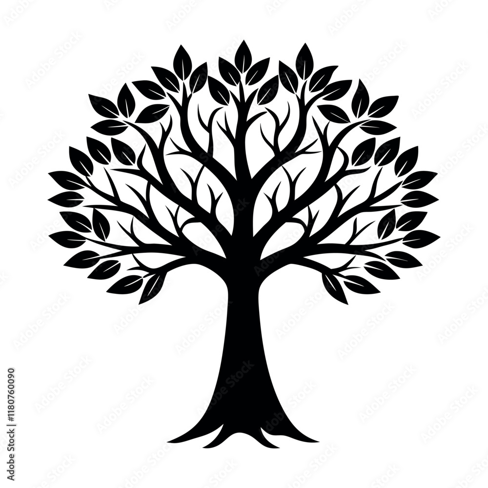 tree with leaves silhouette tree with leaves silhouette