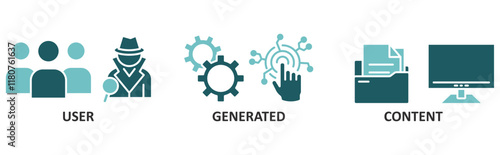 UGC icon set illustration concept with icon of user,generated,content	