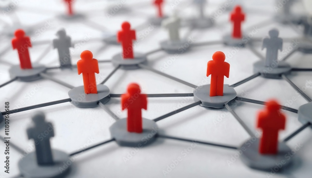 The image depicts a network of figures, symbolizing social connections, collaboration, and community interaction through interconnected nodes. The image depicts a network of figures, symbolizing social connections, collaboration, and community interaction through interconnected nodes.