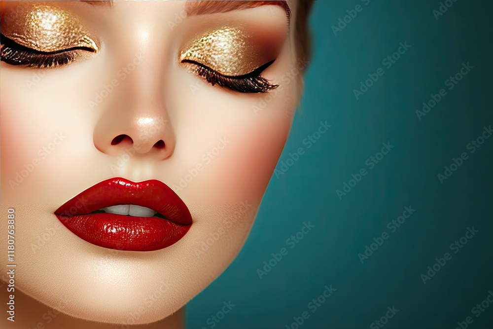 Glamorous close-up of a model with striking makeup Glamorous close-up of a model with striking makeup