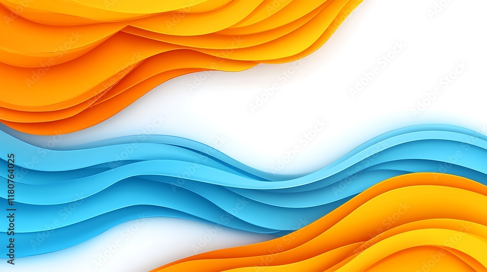 Abstract Blue And Orange Wave Design Abstract Blue And Orange Wave Design
