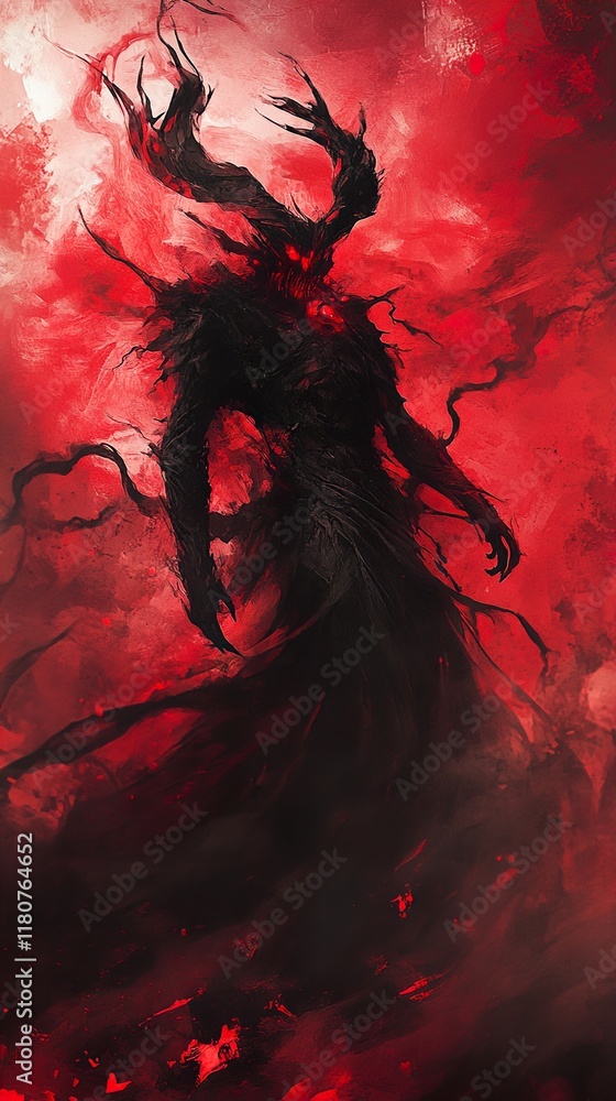 Fototapeta premium Crimson Nightmare: A Dark Fantasy Creature