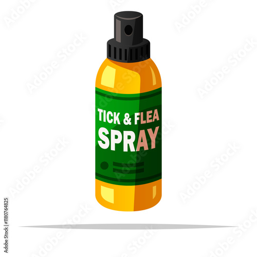 Tick and flea spray bottle vector isolated illustration