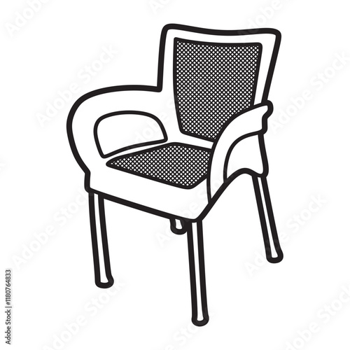 chair vector image, black and white line art, armrest chair