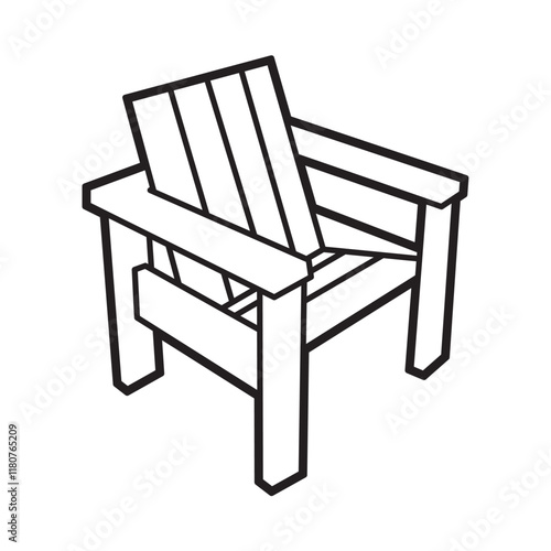chair vector image, black and white line art, wooden chair