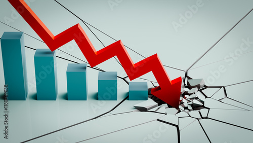 Photos Economy and Stockmarket crisis and fallen concepts.3d rendering