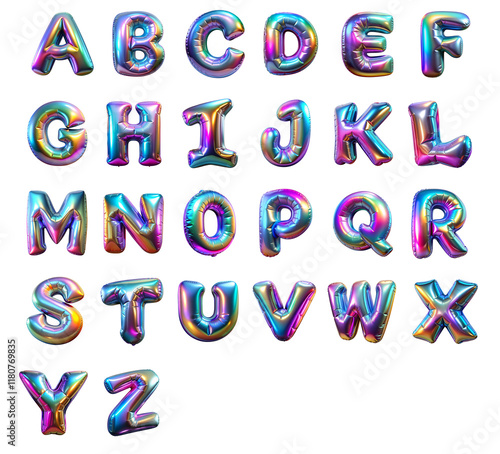 Rainbow Holographic Alphabet 