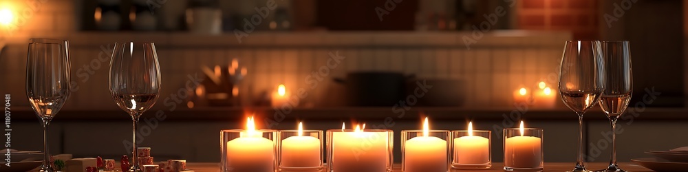 Valentine’s Night Magic: A Cozy Dinner Table Adorned with Candles, Fine Wine, and the Glow of Soft Lights Valentine’s Night Magic: A Cozy Dinner Table Adorned with Candles, Fine Wine, and the Glow of Soft Lights