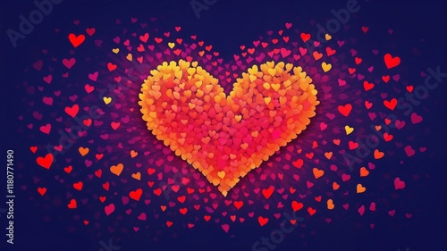 A dynamic wave of tiny glowing hearts forming a love-inspired pattern.