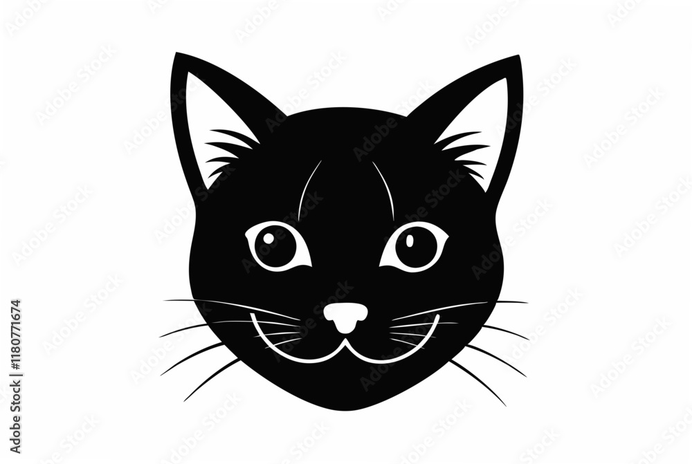 minimalist face of a cat silhouette vector minimalist face of a cat silhouette vector