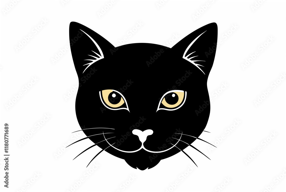 minimalist face of a cat silhouette vector minimalist face of a cat silhouette vector