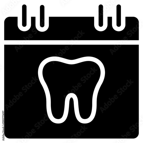 Dental agenda calendar icon. Personal organizer, dentist, appointment agenda. Solid icon.