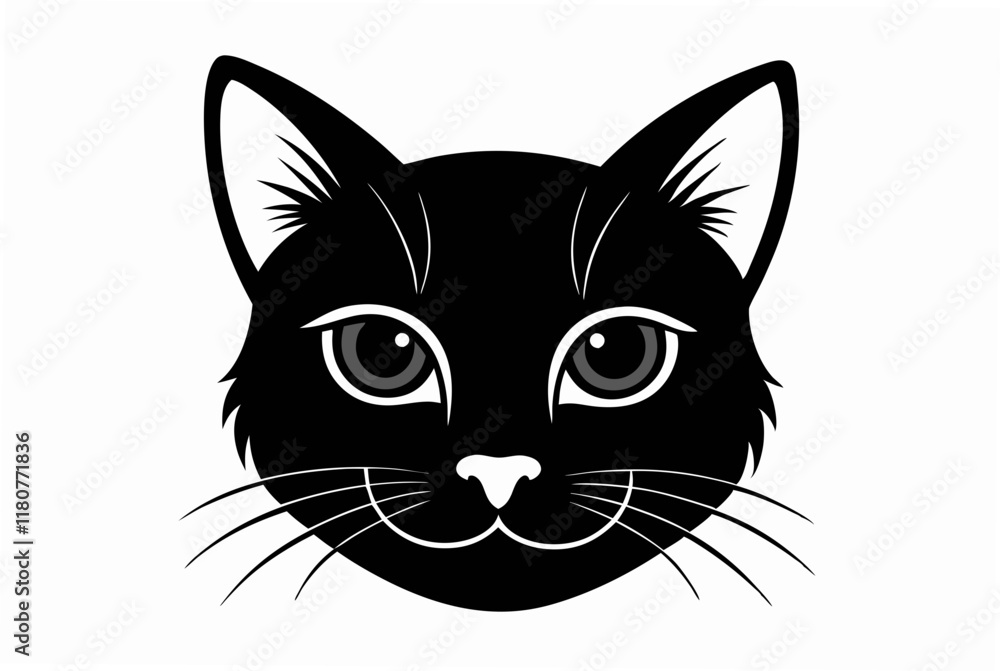 minimalist face of a cat silhouette vector minimalist face of a cat silhouette vector
