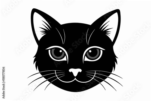 minimalist face of a cat  silhouette vector