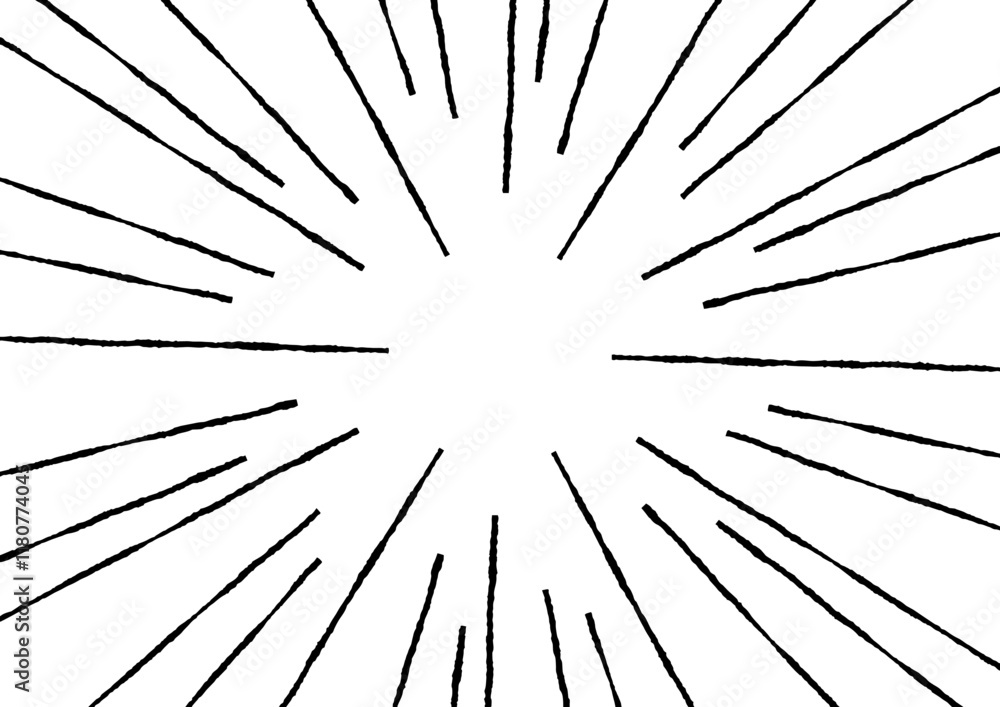 Obraz premium ラフな線の漫画風集中線の素材