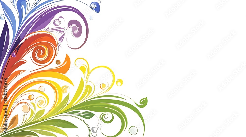Rainbow Floral Design Corner Artistic Swirls Rainbow Floral Design Corner Artistic Swirls
