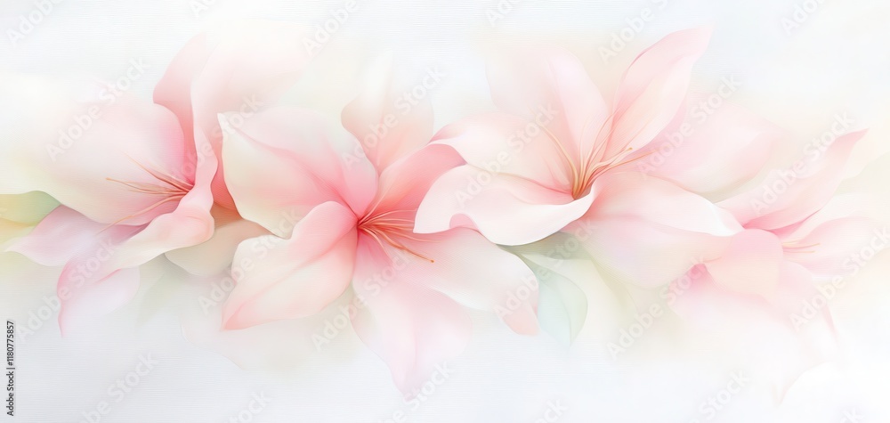 A close up of three pink flowers with green leaves A close up of three pink flowers with green leaves