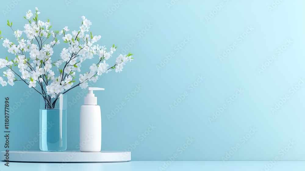 Fresh flower and plant in a glass vase with water, showcasing nature's beauty and growth in a spring setting Fresh flower and plant in a glass vase with water, showcasing nature's beauty and growth in a spring setting