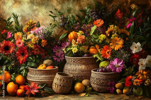 Wallpaper Mural flowers in a basket Torontodigital.ca